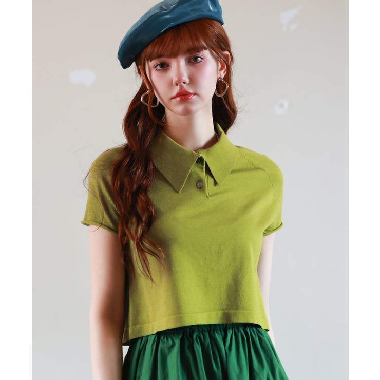 美品 THE RERACS 24SS ラグランニット ショートスリーブポロシャツ OOPS 半袖ラグランニットポロシャツ[LA45-22K001]｜URBAN