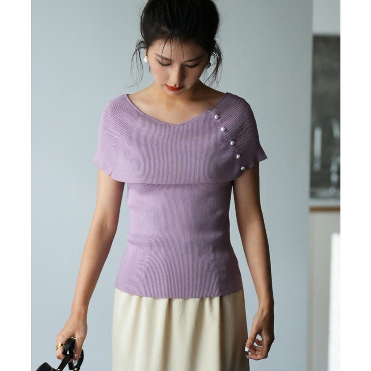 ケープ風2way半袖サマーニット | SAISON DE PAPILLON  | 詳細画像9 