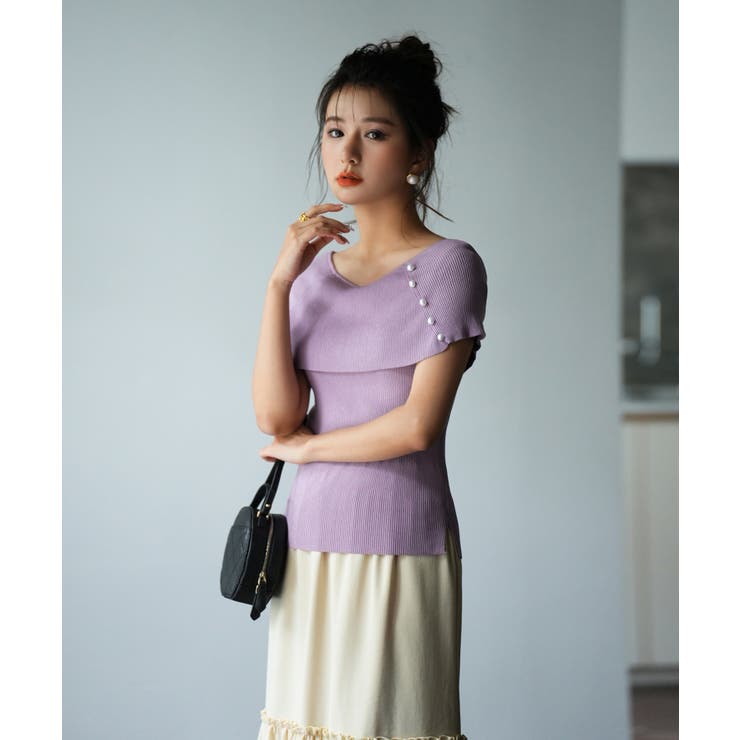 ケープ風2way半袖サマーニット | SAISON DE PAPILLON  | 詳細画像14 