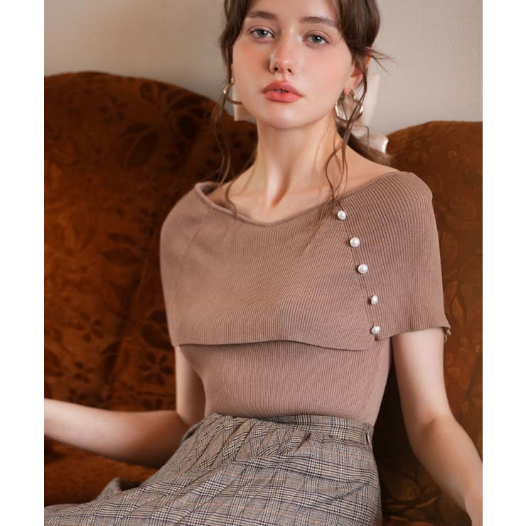 ケープ風2way半袖サマーニット | SAISON DE PAPILLON  | 詳細画像17 