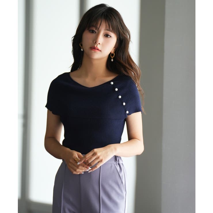 ケープ風2way半袖サマーニット | SAISON DE PAPILLON  | 詳細画像3 