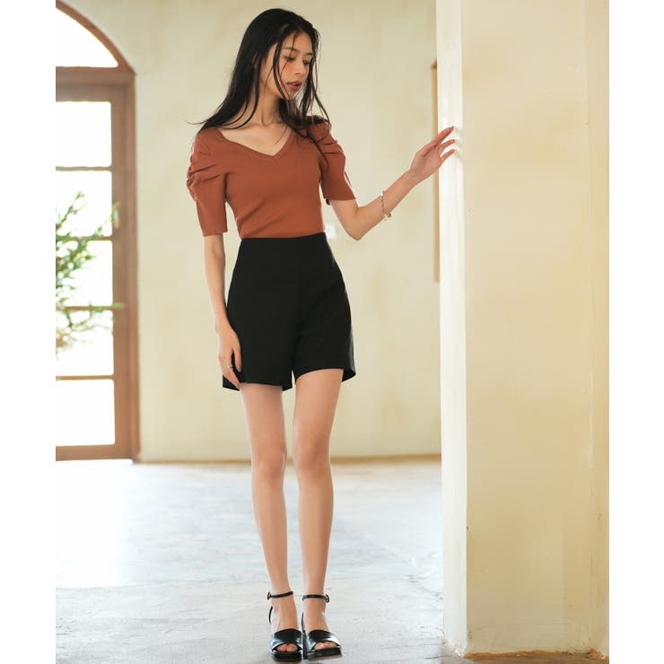 ギャザーパフスリーブVネックニットプルオーバー | SAISON DE PAPILLON  | 詳細画像39 