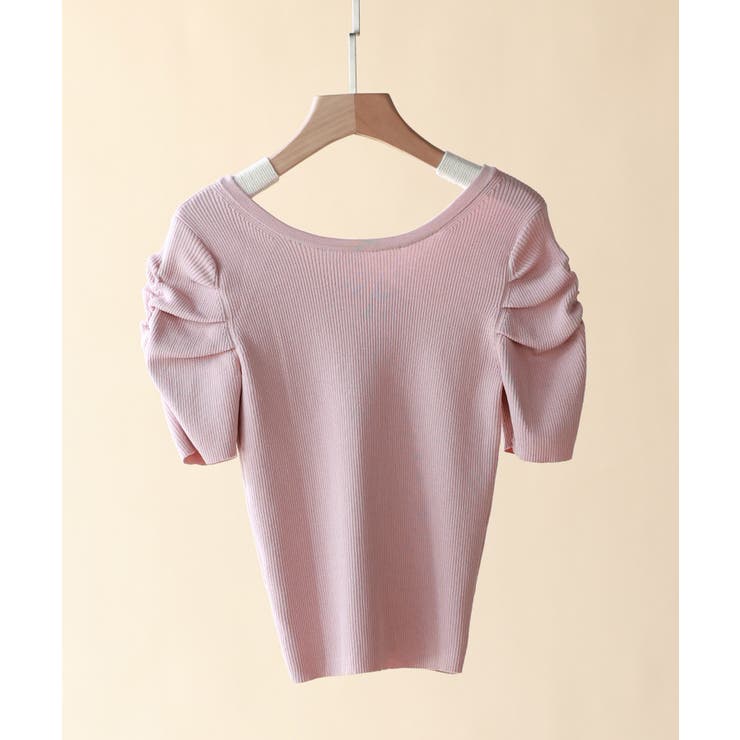 ギャザーパフスリーブVネックニットプルオーバー | SAISON DE PAPILLON  | 詳細画像61 