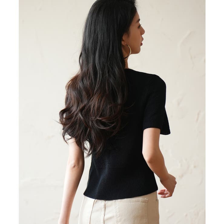 リブ切り替えショート丈半袖ニット | SAISON DE PAPILLON  | 詳細画像23 