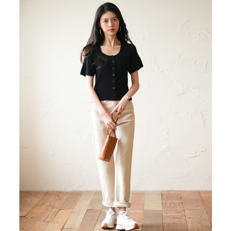 リブ切り替えショート丈半袖ニット | SAISON DE PAPILLON  | 詳細画像24 