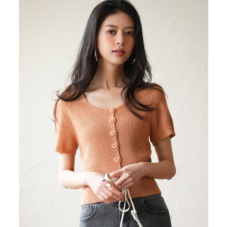 リブ切り替えショート丈半袖ニット | SAISON DE PAPILLON  | 詳細画像29 