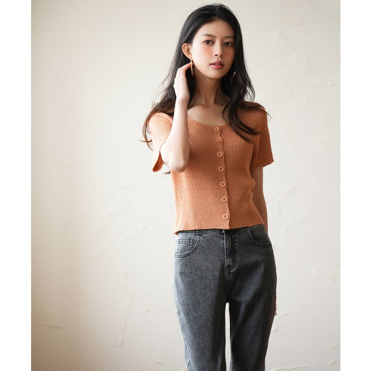 リブ切り替えショート丈半袖ニット | SAISON DE PAPILLON  | 詳細画像31 