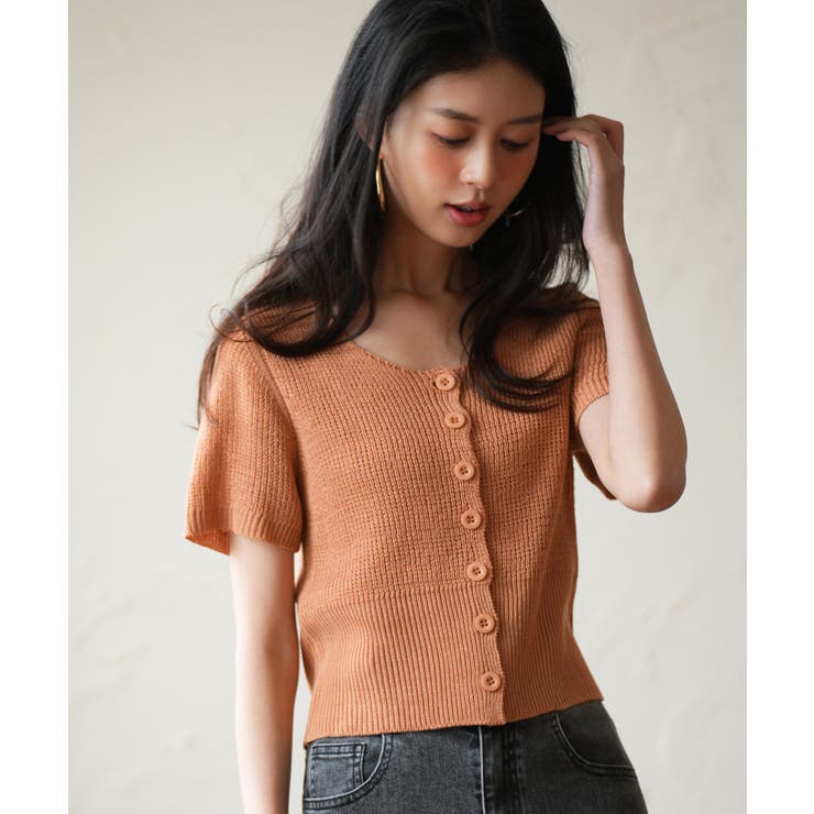 リブ切り替えショート丈半袖ニット | SAISON DE PAPILLON  | 詳細画像32 