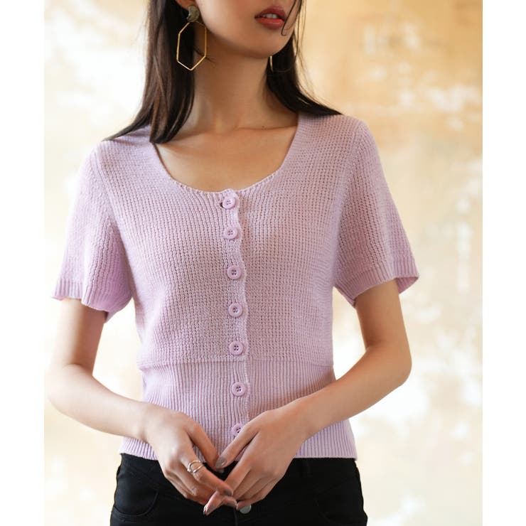 リブ切り替えショート丈半袖ニット | SAISON DE PAPILLON  | 詳細画像33 