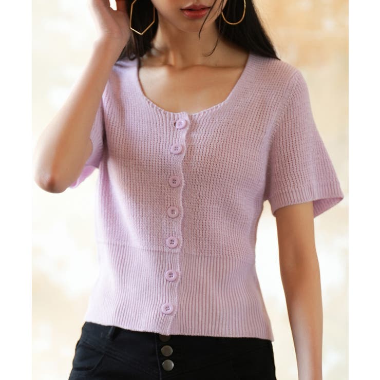 リブ切り替えショート丈半袖ニット | SAISON DE PAPILLON  | 詳細画像34 