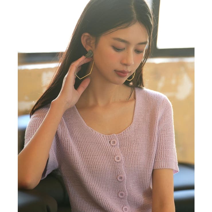 リブ切り替えショート丈半袖ニット | SAISON DE PAPILLON  | 詳細画像35 