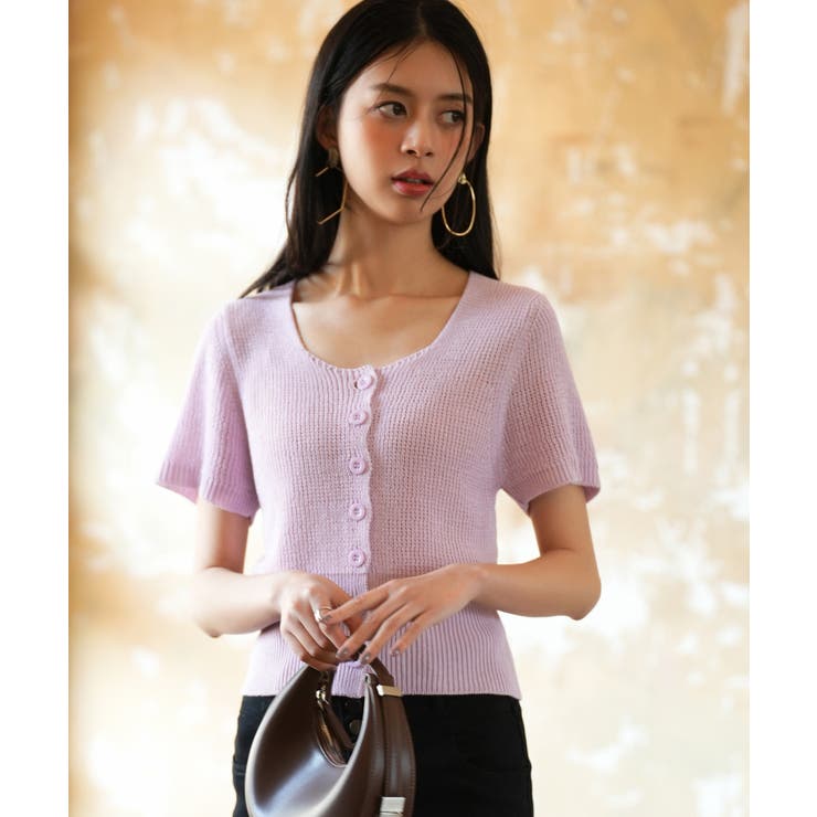 リブ切り替えショート丈半袖ニット | SAISON DE PAPILLON  | 詳細画像36 