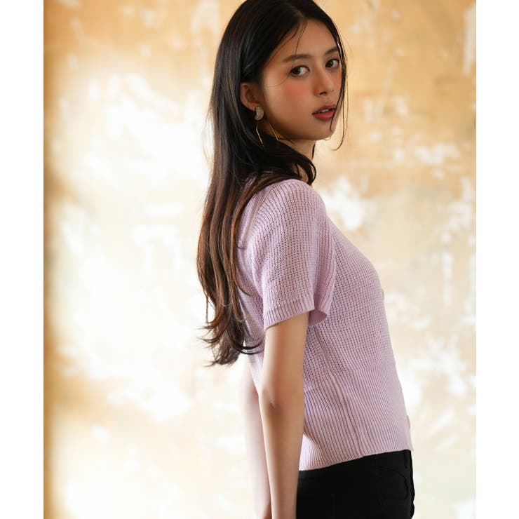 リブ切り替えショート丈半袖ニット | SAISON DE PAPILLON  | 詳細画像38 