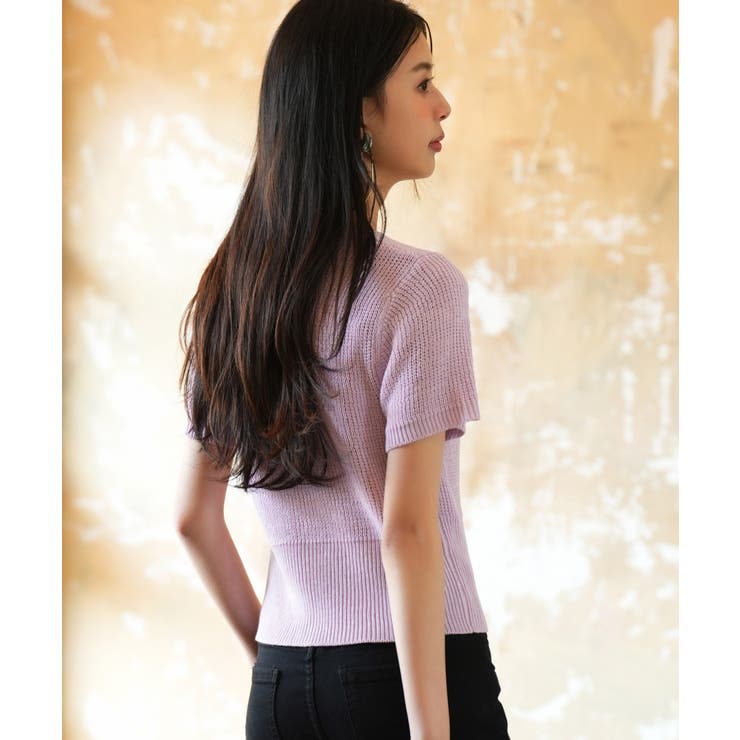 リブ切り替えショート丈半袖ニット | SAISON DE PAPILLON  | 詳細画像39 