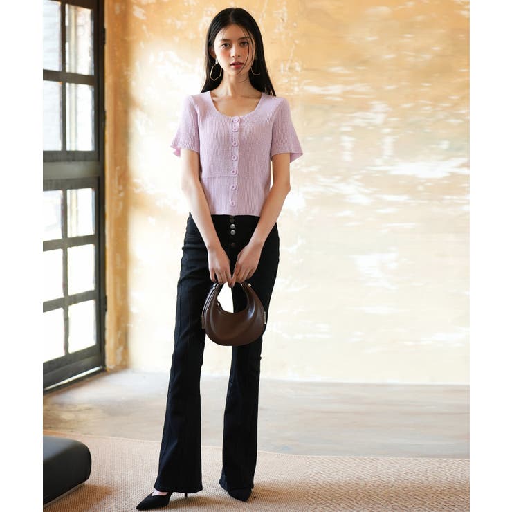 リブ切り替えショート丈半袖ニット | SAISON DE PAPILLON  | 詳細画像40 