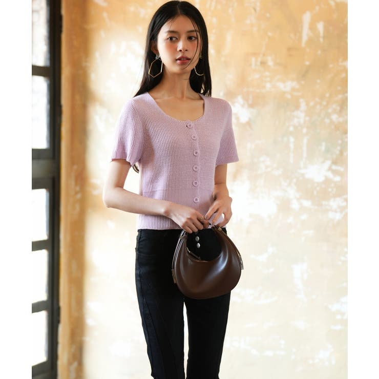 リブ切り替えショート丈半袖ニット | SAISON DE PAPILLON  | 詳細画像41 