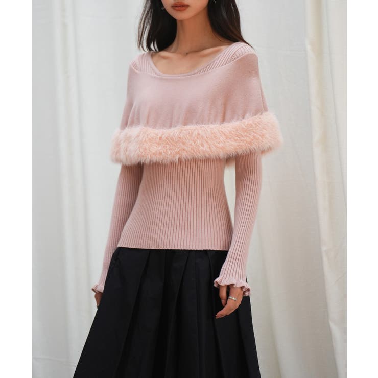 ファー付きケープライクニットプルオーバー | SAISON DE PAPILLON  | 詳細画像23 