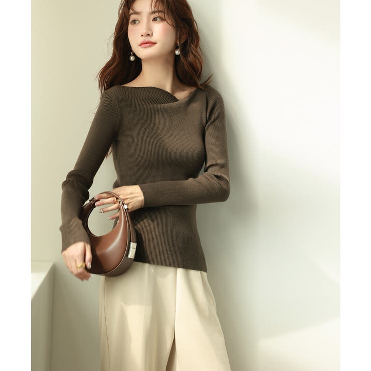 イレギュラーネックニットプルオーバー | SAISON DE PAPILLON  | 詳細画像6 