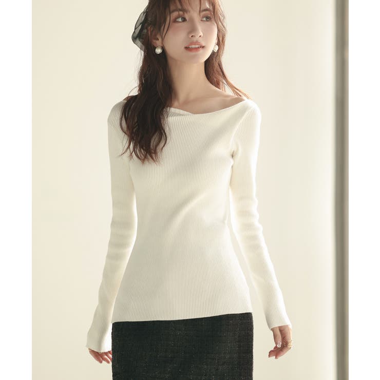 イレギュラーネックニットプルオーバー | SAISON DE PAPILLON  | 詳細画像7 