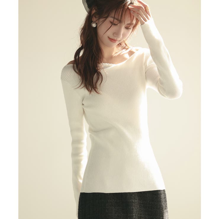 イレギュラーネックニットプルオーバー | SAISON DE PAPILLON  | 詳細画像8 