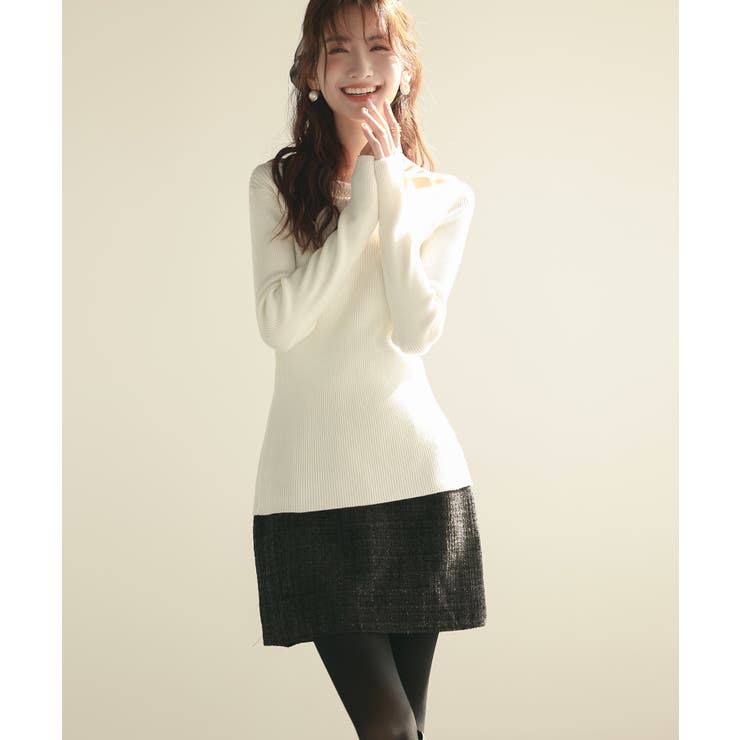 イレギュラーネックニットプルオーバー | SAISON DE PAPILLON  | 詳細画像14 