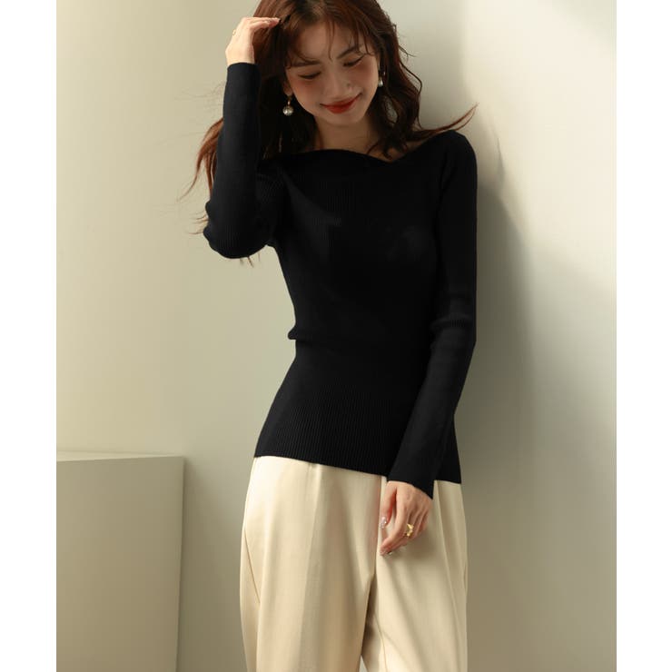 イレギュラーネックニットプルオーバー | SAISON DE PAPILLON  | 詳細画像19 