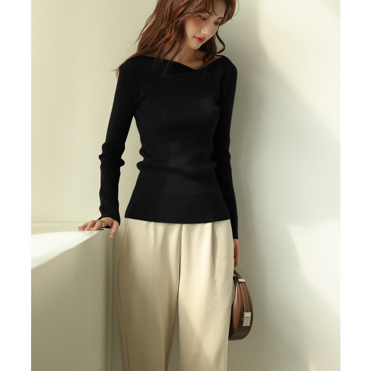 イレギュラーネックニットプルオーバー | SAISON DE PAPILLON  | 詳細画像20 