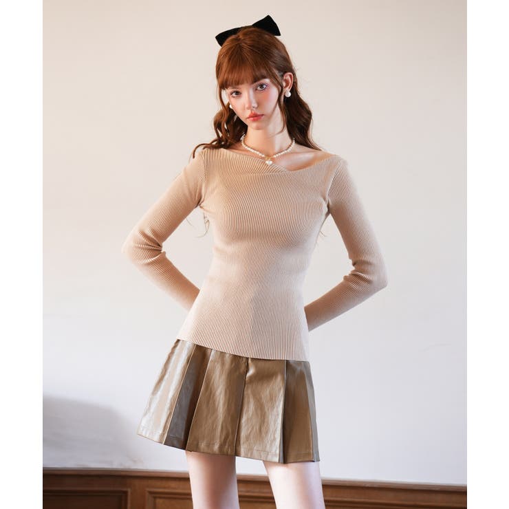 イレギュラーネックニットプルオーバー | SAISON DE PAPILLON  | 詳細画像28 