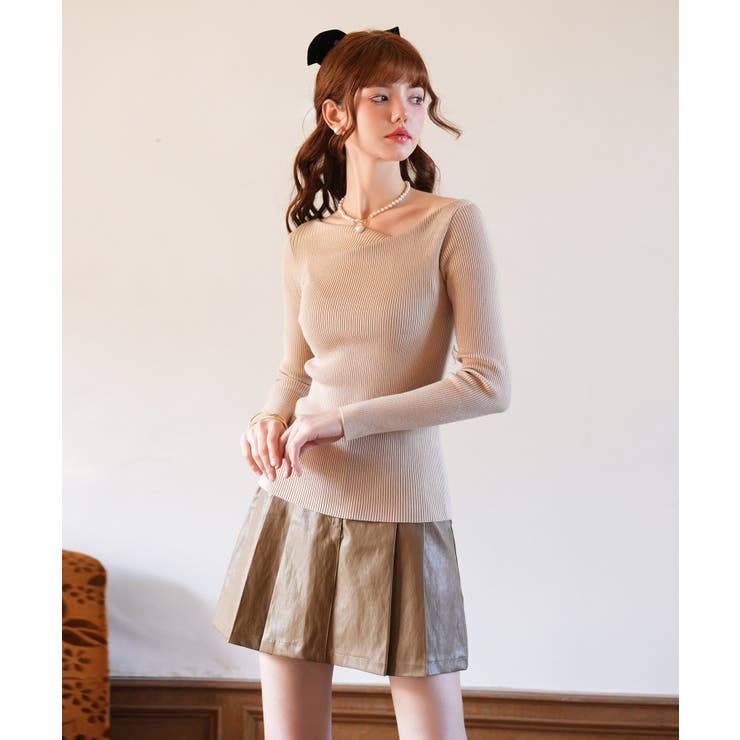 イレギュラーネックニットプルオーバー | SAISON DE PAPILLON  | 詳細画像29 