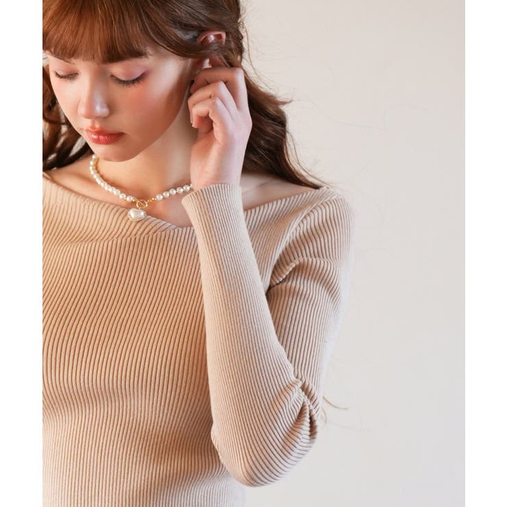 イレギュラーネックニットプルオーバー | SAISON DE PAPILLON  | 詳細画像32 