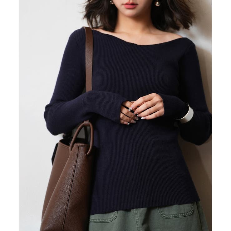 イレギュラーネックニットプルオーバー | SAISON DE PAPILLON  | 詳細画像60 