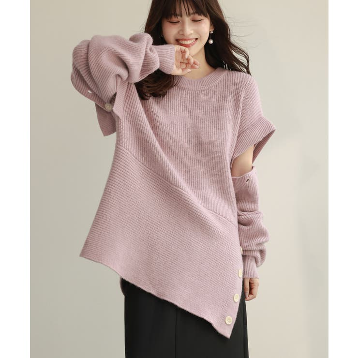 ラベンダー | 2wayチュニック丈ニットプルオーバー | SAISON DE PAPILLON 