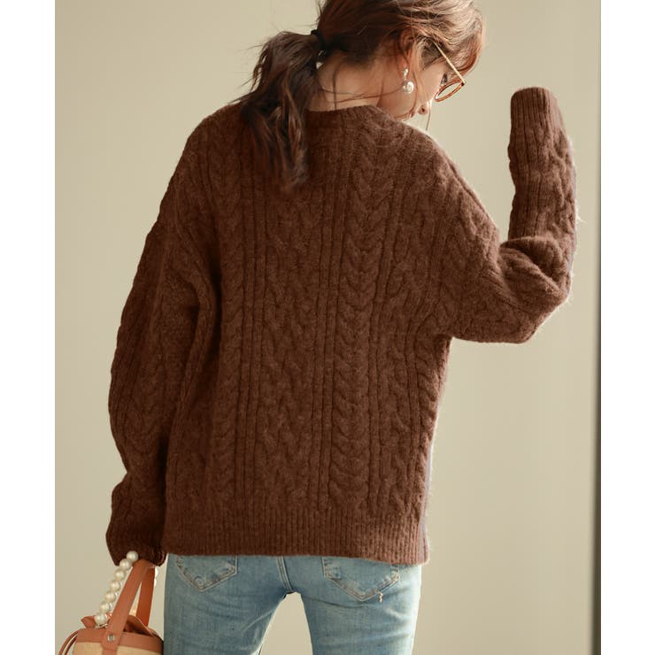 na.e Cable Warm Knit Brown ナエ ケーブルニット - ニット/セーター