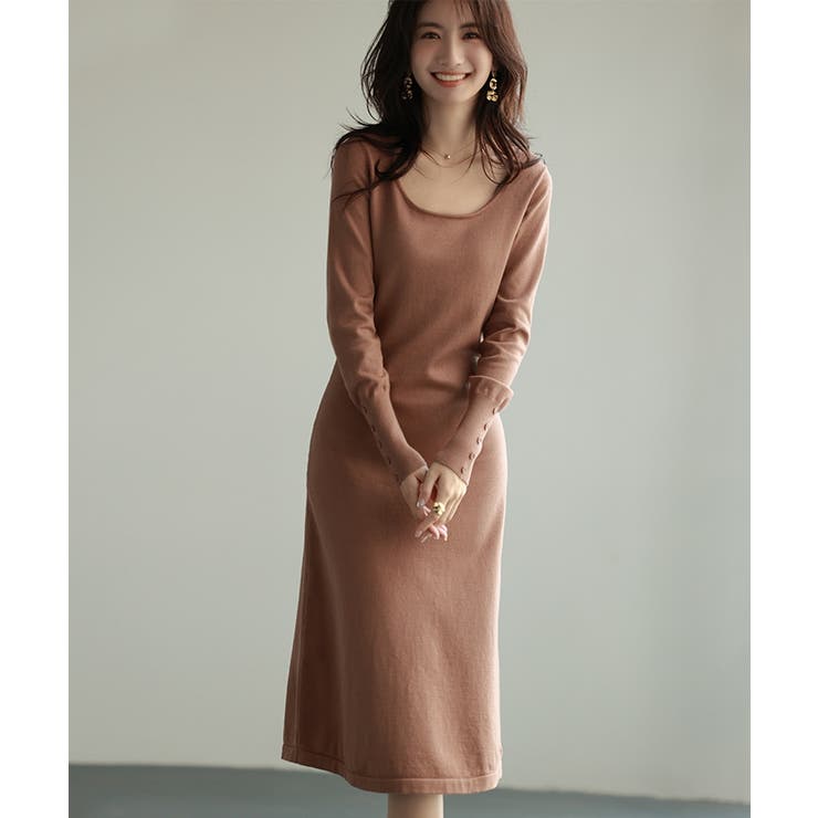 ラウンドネックニットフレアワンピース[品番：DSSW0002890]｜SAISON DE