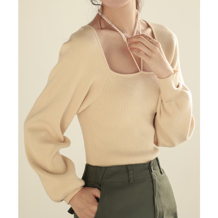 フロントリボンボリュームスリーブニットプルオーバー | SAISON DE PAPILLON  | 詳細画像10 