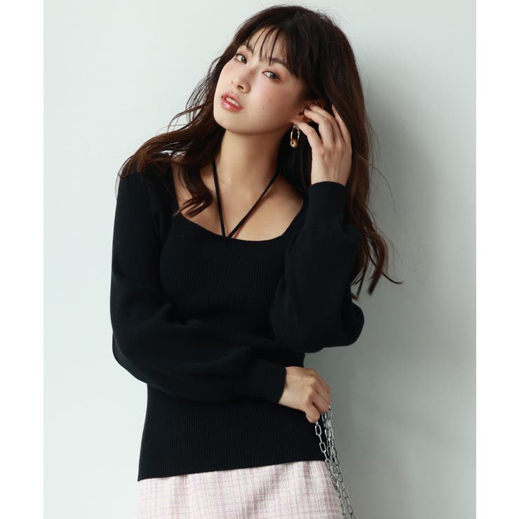 フロントリボンボリュームスリーブニットプルオーバー | SAISON DE PAPILLON  | 詳細画像27 