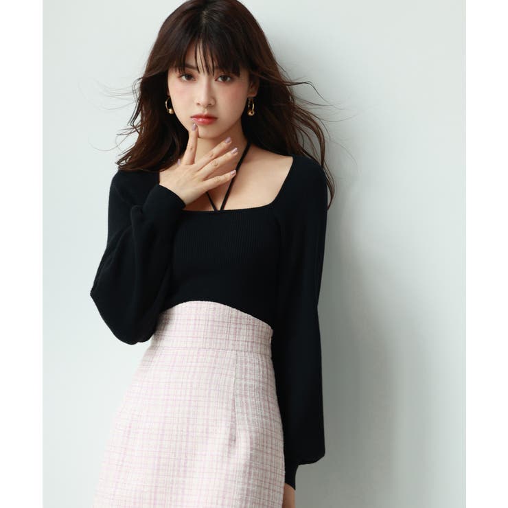 フロントリボンボリュームスリーブニットプルオーバー | SAISON DE PAPILLON  | 詳細画像28 