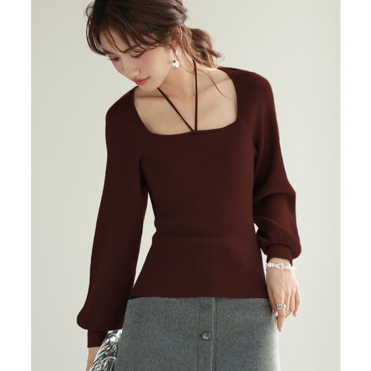 フロントリボンボリュームスリーブニットプルオーバー | SAISON DE PAPILLON  | 詳細画像32 