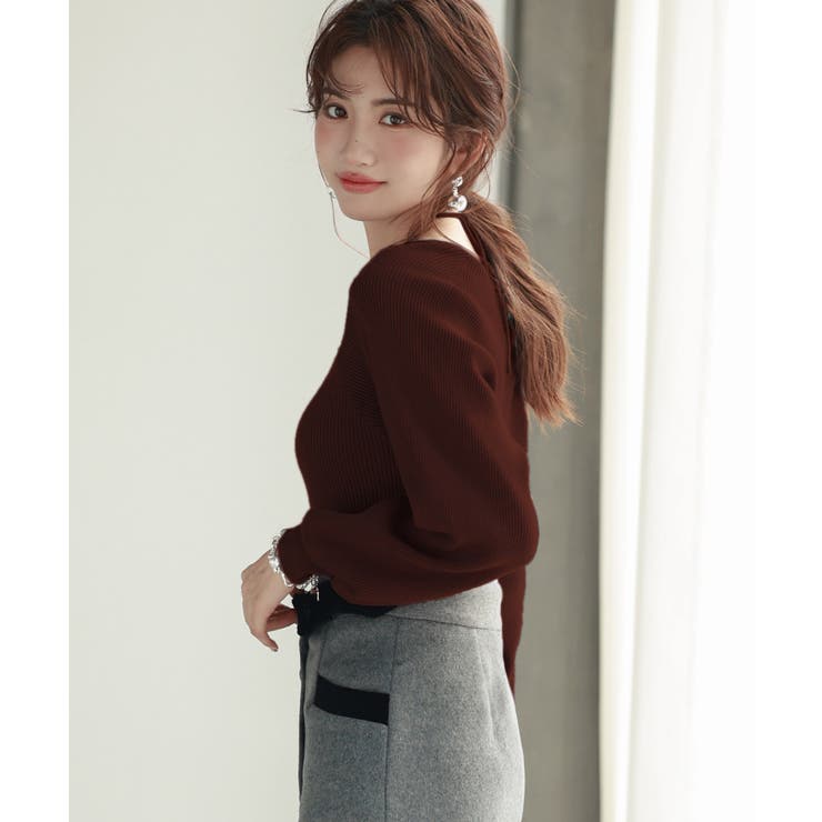 フロントリボンボリュームスリーブニットプルオーバー | SAISON DE PAPILLON  | 詳細画像33 