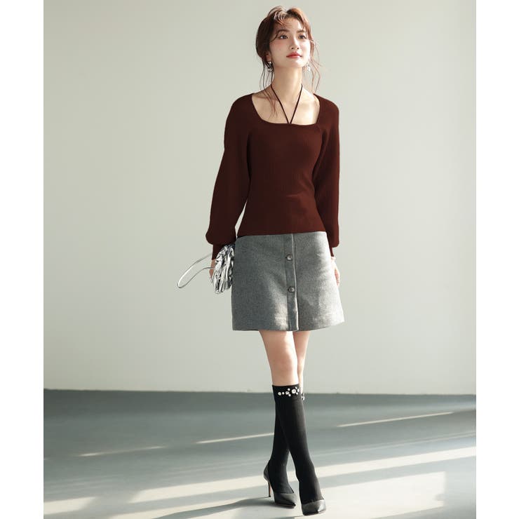 フロントリボンボリュームスリーブニットプルオーバー | SAISON DE PAPILLON  | 詳細画像34 