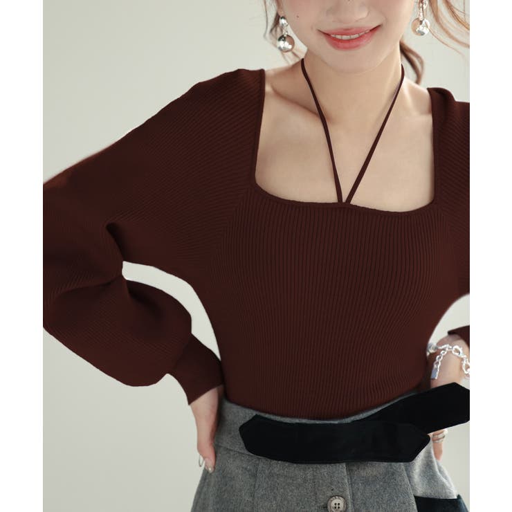 フロントリボンボリュームスリーブニットプルオーバー | SAISON DE PAPILLON  | 詳細画像36 