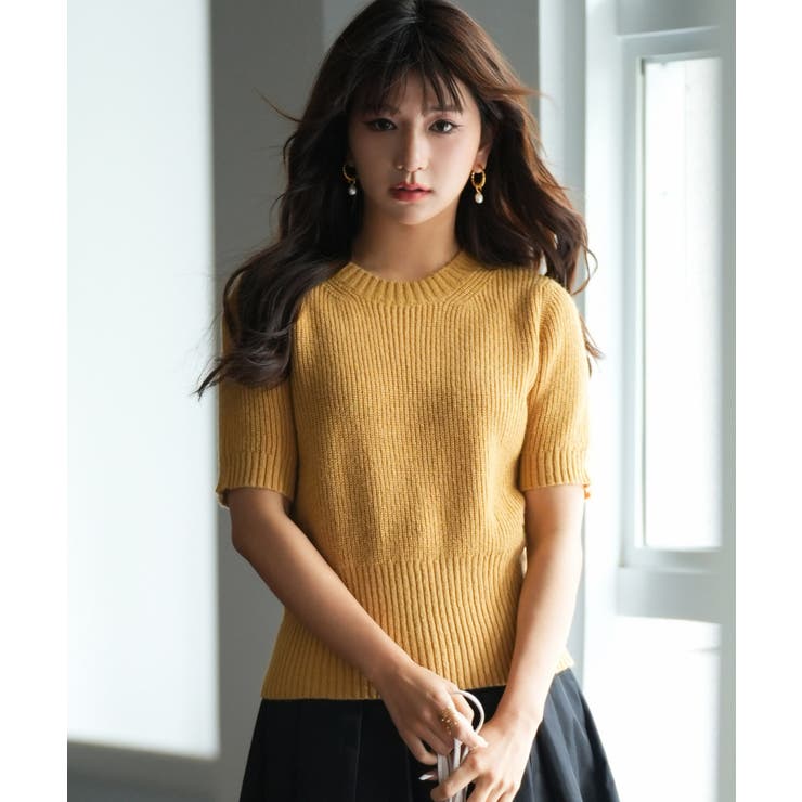 マスタード | 天竺編みサマーニットプルオーバー | SAISON DE PAPILLON 