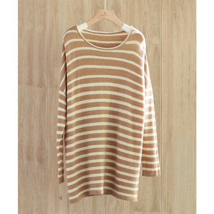 ボーダー柄オーバーサイズチュニックニット | SAISON DE PAPILLON  | 詳細画像29 