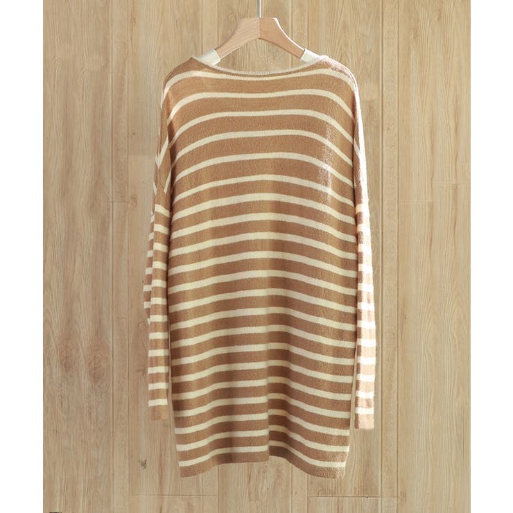 ボーダー柄オーバーサイズチュニックニット | SAISON DE PAPILLON  | 詳細画像30 