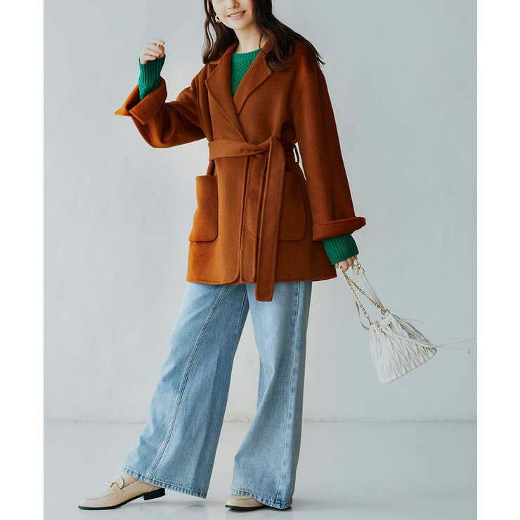 ウール混ダブルフェイスガウンコート | SAISON DE PAPILLON  | 詳細画像19 