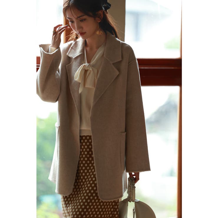 ウール混ダブルフェイスガウンコート | SAISON DE PAPILLON  | 詳細画像2 