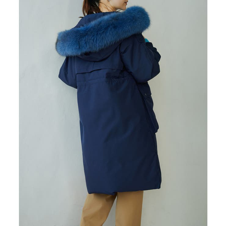 アルボレンテ ダウンコート ファーコート リバーシブル XL リアルファー 青 楽天市場】肉厚スカイブルーフォックスファー＆レッキス毛皮コート