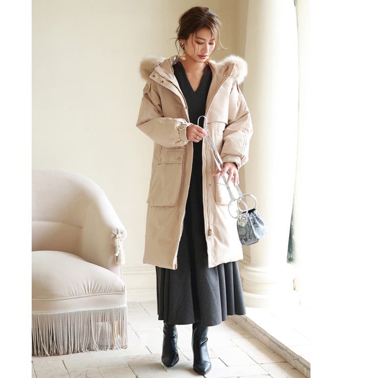 リアルファーフードダウンコート[品番：DSSW0002871]｜SAISON DE