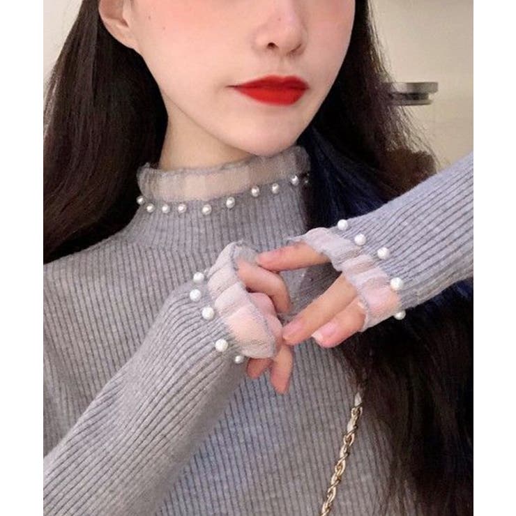 春まで着れる リブニットトップス フリルとパールがアクセント | SEU | 詳細画像29 