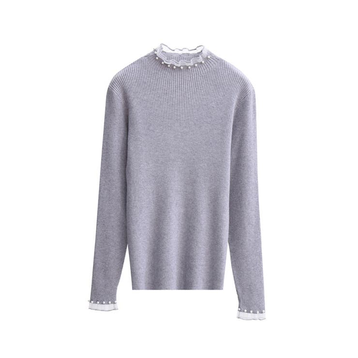 春まで着れる リブニットトップス フリルとパールがアクセント | SEU | 詳細画像41 